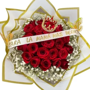 ramo de rosas en cali: con decoración y frase personalizada ✏️ ref 40