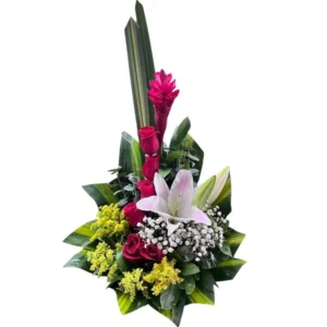 flores en cali: arreglo floral con lirio y rosas ref 8