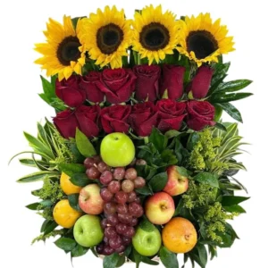 floristeria en cali: frutero con rosas y girasoles ref 22