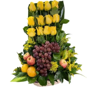 floristeria en cali: frutero con rosas amarillas ref 21