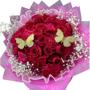 ramos de rosas en cali: rosas con claveles + mariposas ref 56