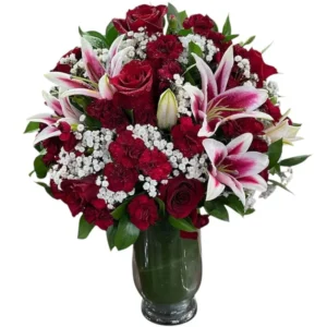 floreros en cali: rosas, lirios y claveles ref 56