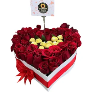rosas en cali: corazón con chocolates ferreros ref 59