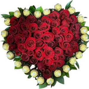 corazon de rosas en cali: con ferreros alrededor ref 58