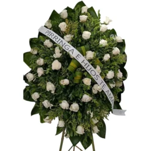 corona funebre con rosas blancas ref 75