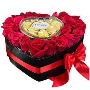 corazon de rosas con ferrero rocher