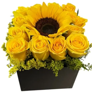 Arreglo de Flores Amarillas en Cali: Girasoles y Rosas Amarillas ref 103