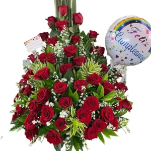 Arreglo de 50 Rosas con Globo ref 143