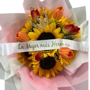 Ramo de Tulipanes y Girasoles con Decoracion ref 165