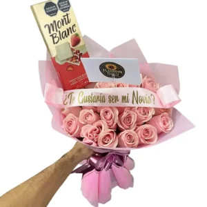 Rose Bouquet in Cali: Mont Blanc y Frase Personalizada ref 175