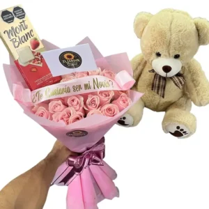 Bouquet de Rosas con Peluche y Mont Blanc ref 173
