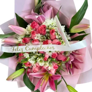 Ramo para Cumpleaños: Bouquet con Rosas y Lirios en Cali ref 176