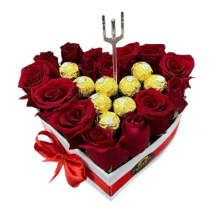 Corazon de Rosas con Ferreros Rocher ref 182