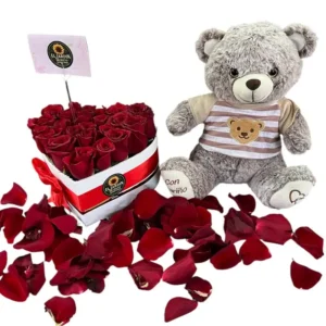 Rose Arrangements: Peluche con Corazon de Rosas en Cali ref 193